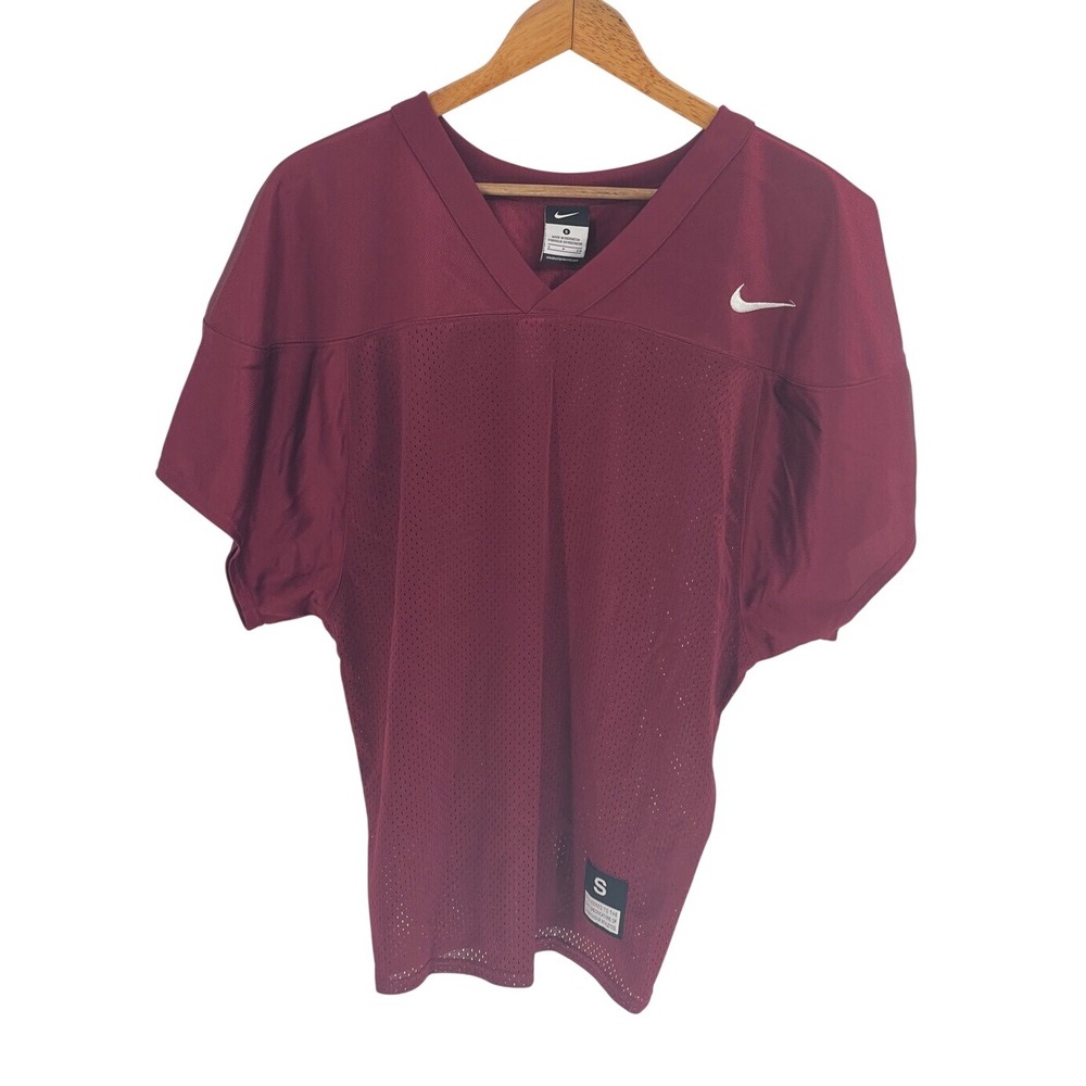 Nike‎ Jersey T Shirt Men's Small Mesh Red Maroon V Neck Football Workout